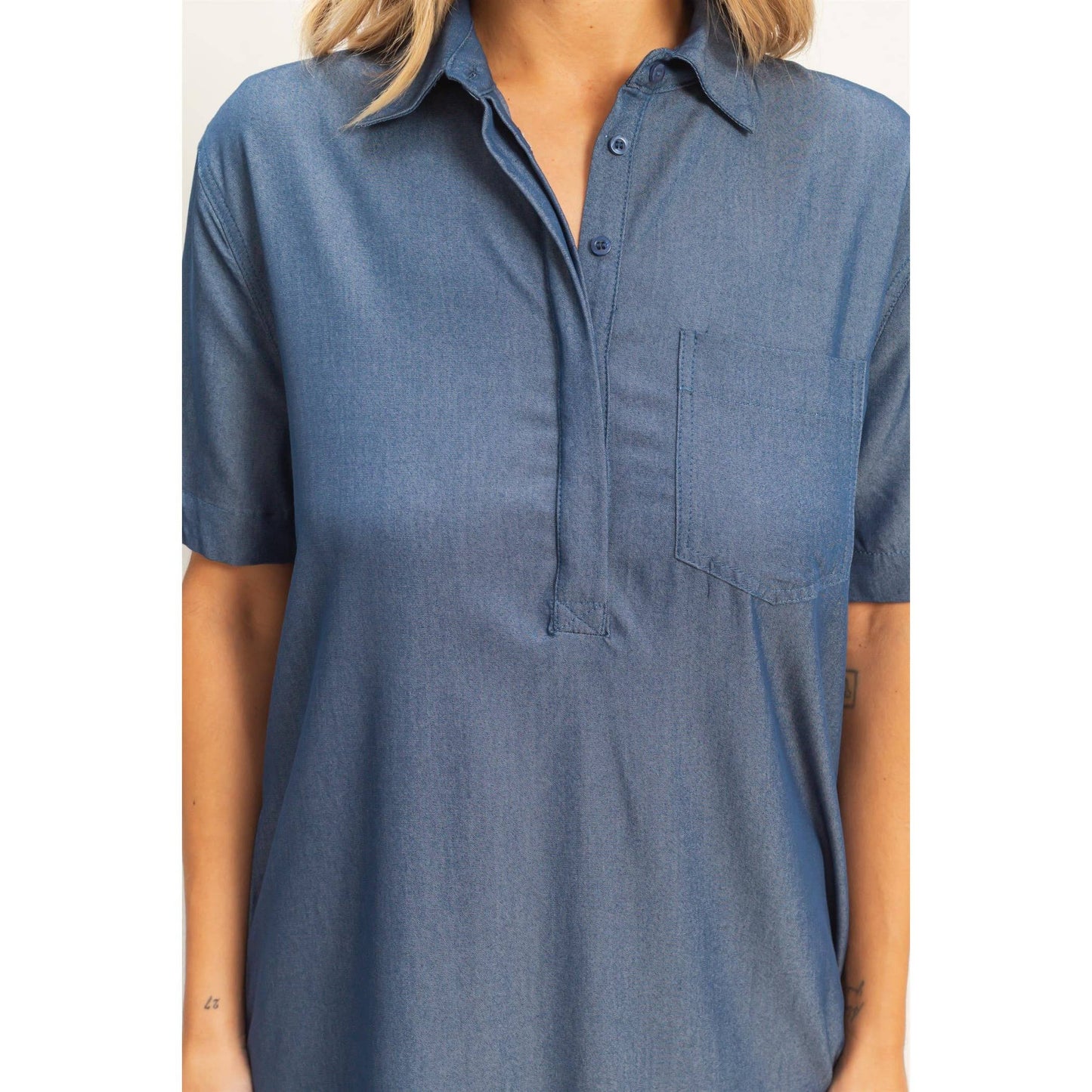 Collared Shirt Dress (DENIM)