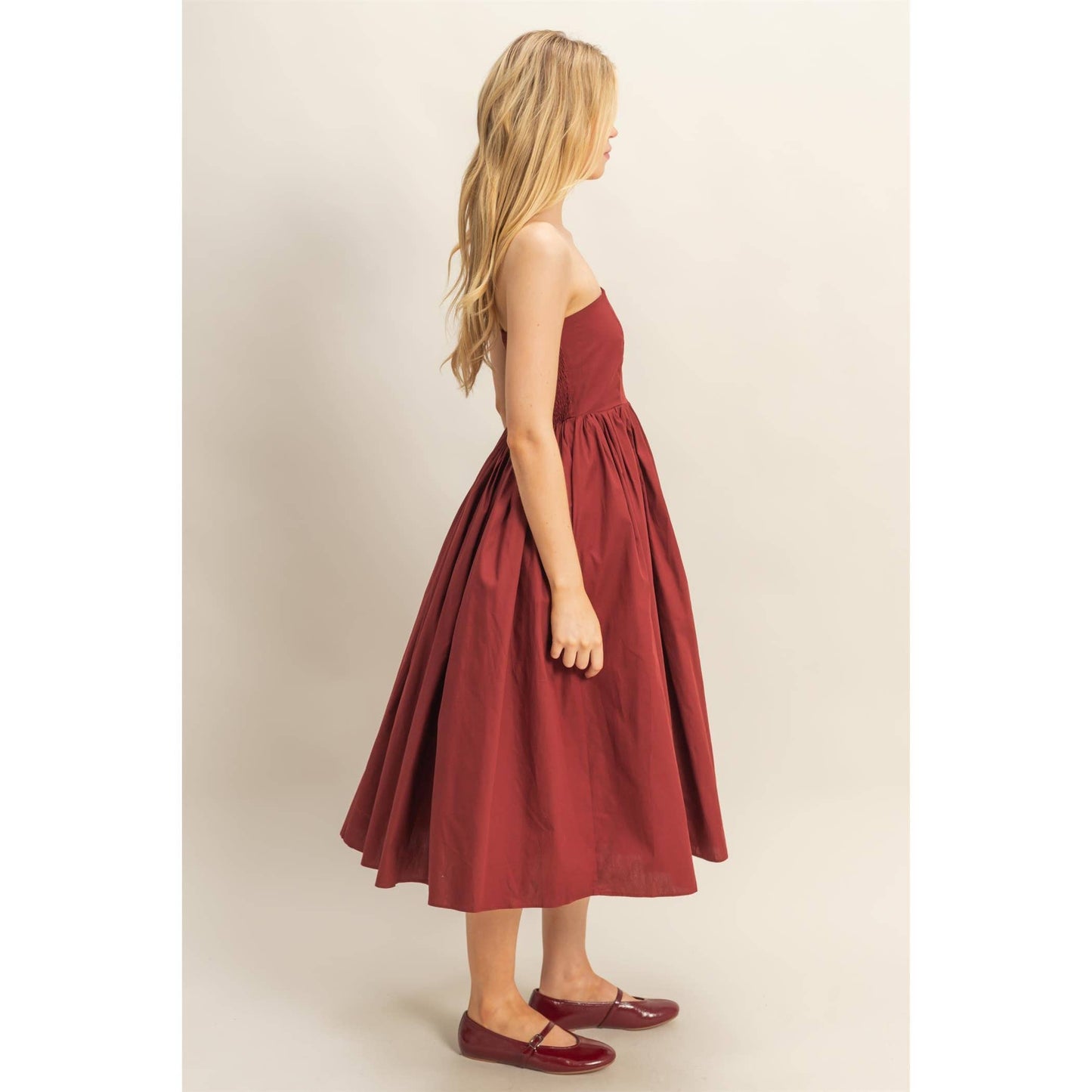 Elegant Fit And Flare Midi Dress: WHITE / S-M-L(2-2-2)