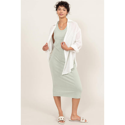 Sleeveless Shift Midi Dress (Mint)