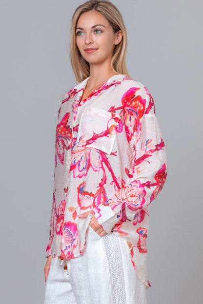 PRINTED LONG SLEEVE SHIRT (Pink)