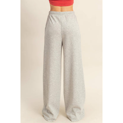 Flowy Knit Drawstring Pants (Heather Grey)