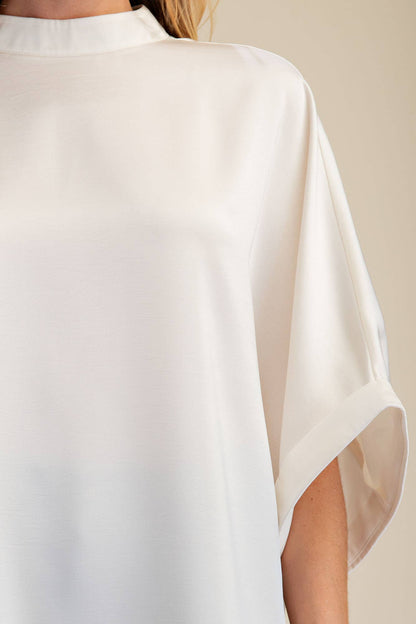 Mock Neck Oversize Top (Ivory)