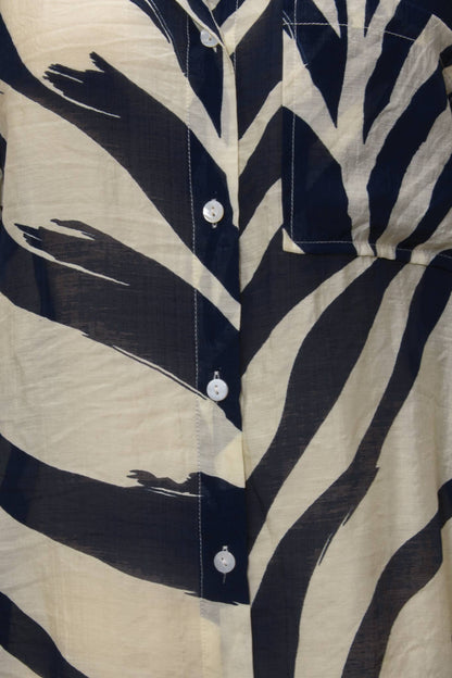 OVERSIZED LONG SLEEVE BUTTON UP TOP (NAVY)