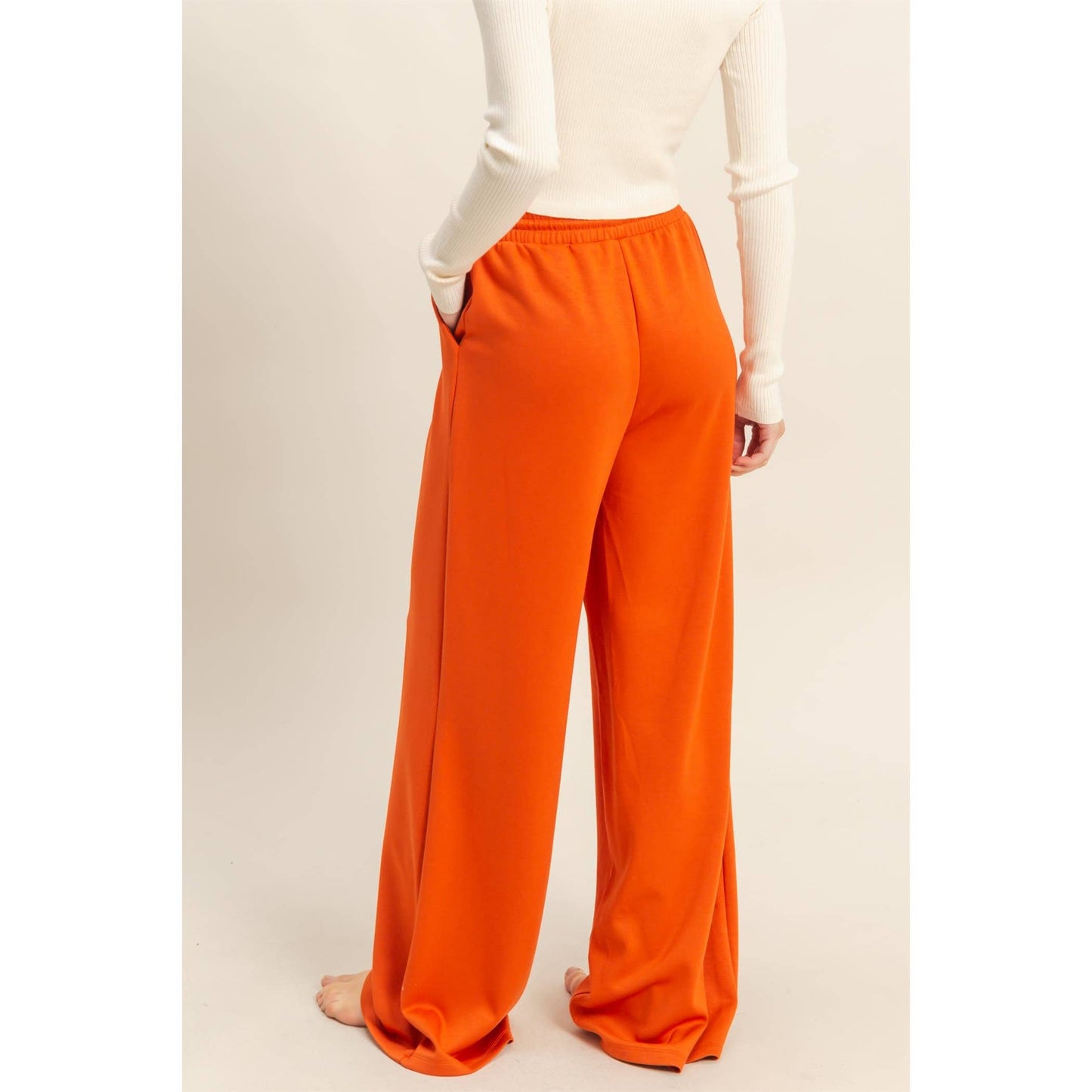 Flowy Knit Drawstring Pants (BURNT ORANGE)