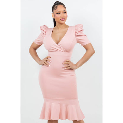 IVANNA PUFF SLEEVE MIDI DRESS