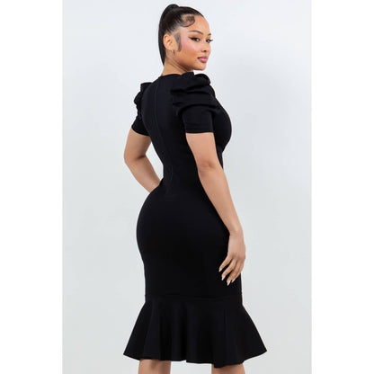 IVANNA PUFF SLEEVE MIDI DRESS
