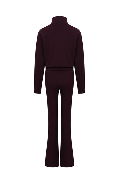 Simple Day Knit Track Jacket and Flare Pants Set