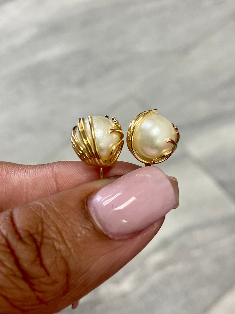 Large pearl 2025 earrings studs