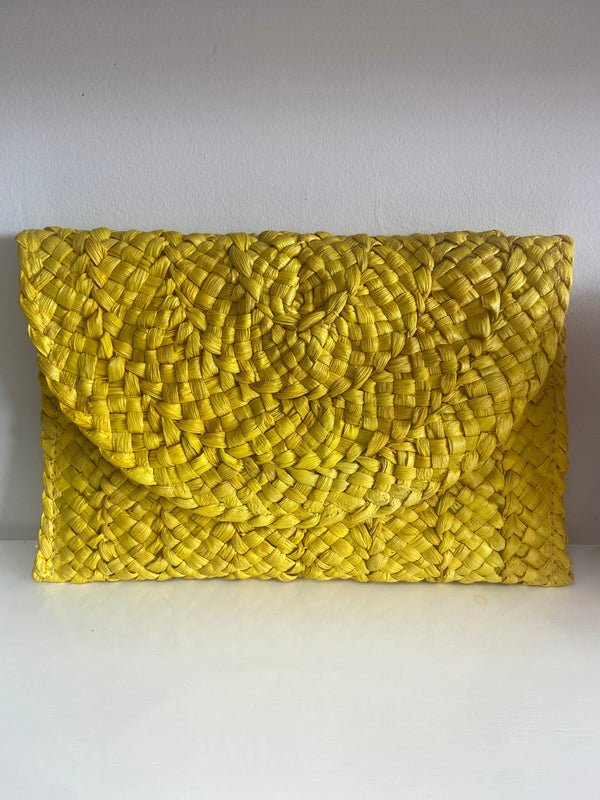 Woven Straw Clutch Bag (Yellow)