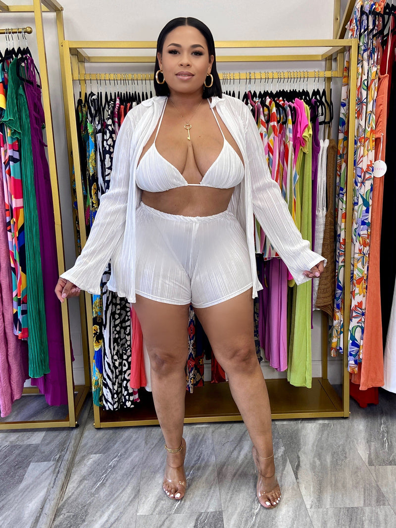 Minnie Three Piece Shorts Set (White)