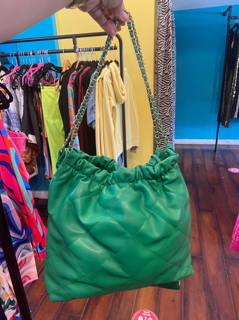 Quilted Chain Bag (Kelly Green)