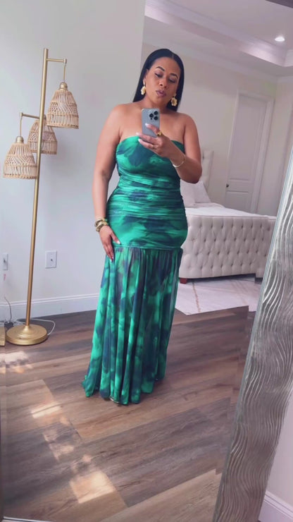 Tube Illusion Mesh Dress (Green)