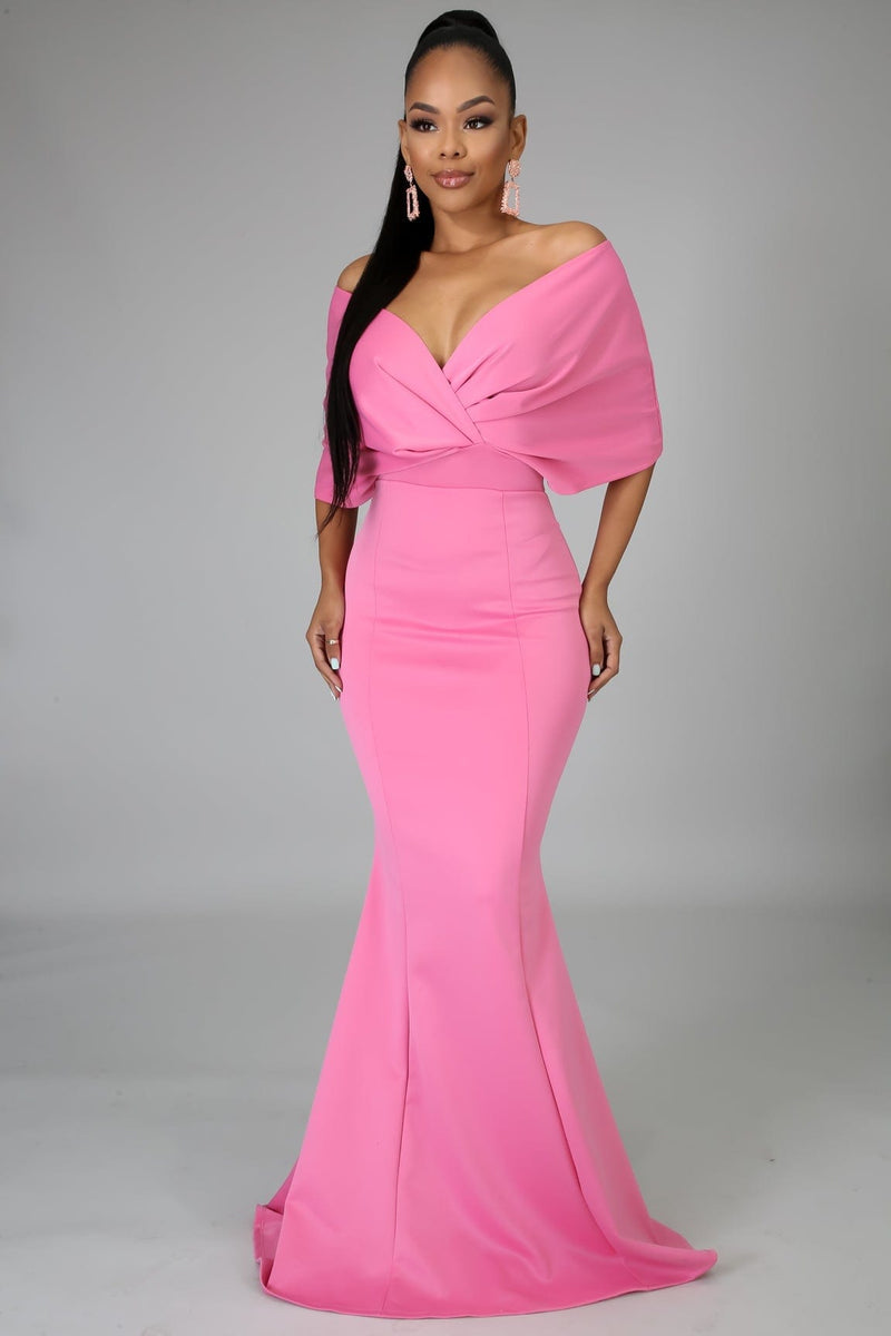 Off The Shoulder Evening Dress “Pink”