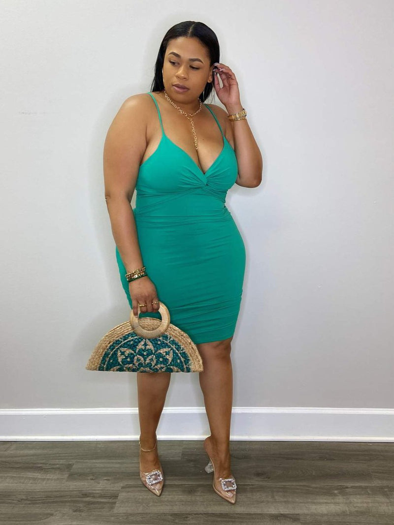 ruched dress green