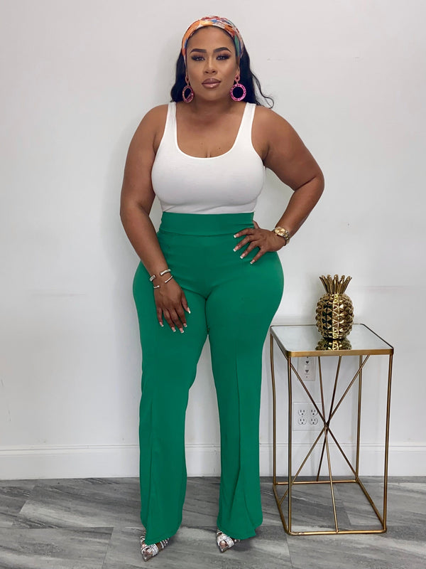 Preppy Wide Leg Pants (Kelly Green)