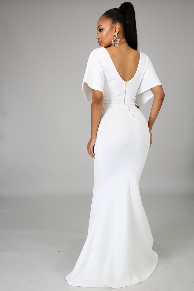 Off The Shoulder Evening Dress “White”