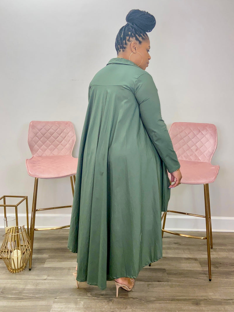 Olive High Low Tunic Shirt Dress