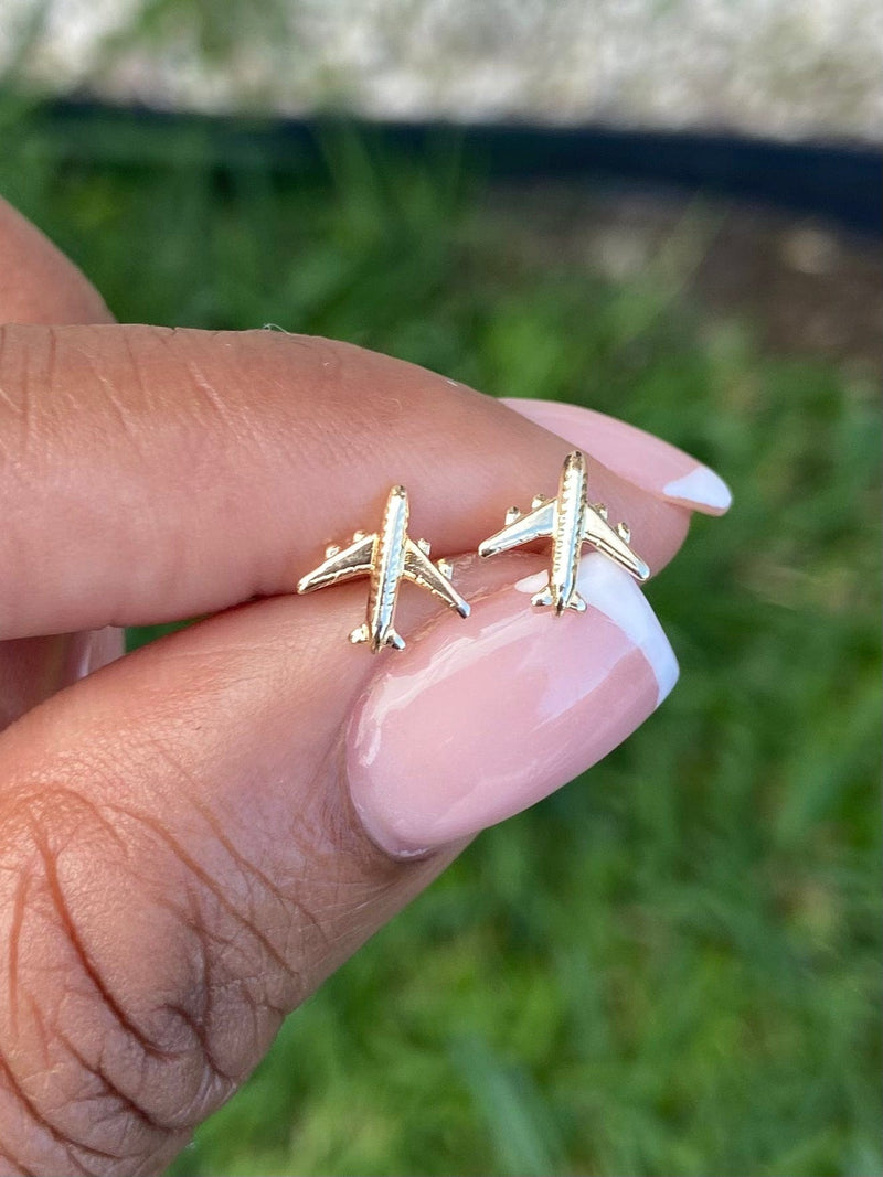 Airplane Earrings (Gold)