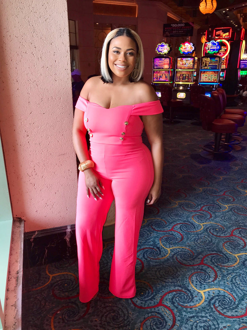 Lulu Sweetheart Neckline Jumpsuit “Neon Coral”