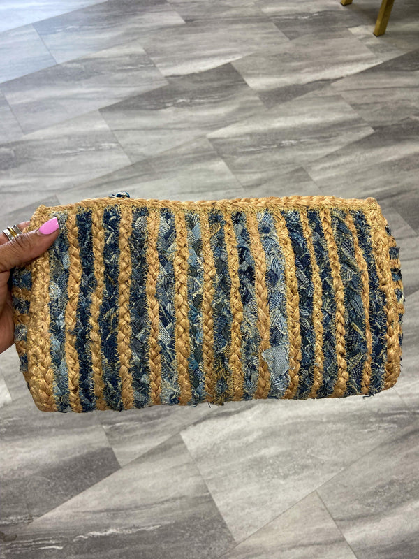 Denim Straw Clutch Bag