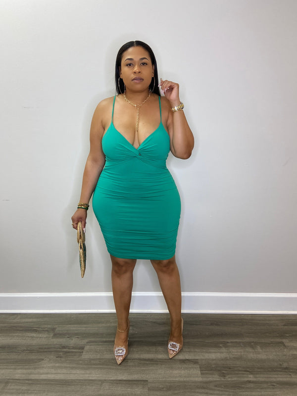 Paige Front Knot Dress (Green)