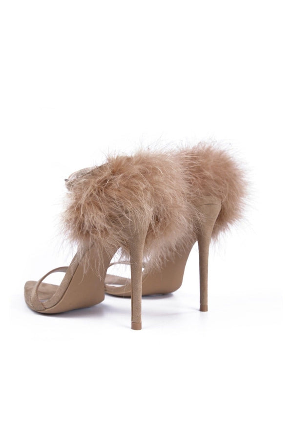 Enrich Fur Back Heels "Nude"