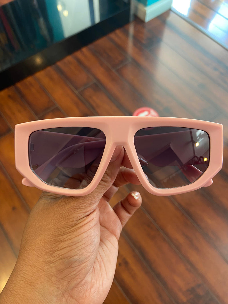 Matted Rectangular Sunglasses (Pink)