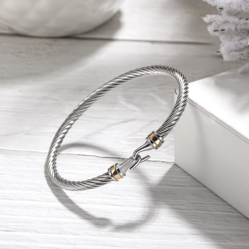 TWO HOOK CABLE BRACELET “SILVER & GOLD”