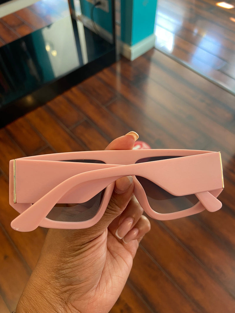 Matted Rectangular Sunglasses (Pink)