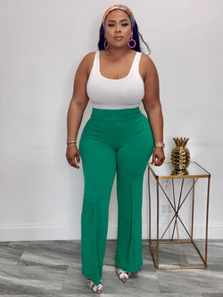 Preppy Wide Leg Pants (Kelly Green)