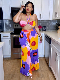 Lady Tube Top And Pants Set (Pink & Purple)