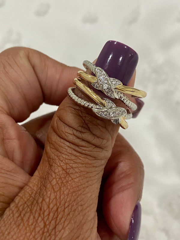 Double Stack X Silver And Gold Ring