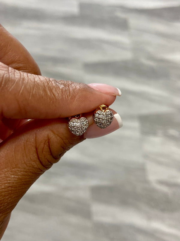 Heart Diamond Cluster Stud Earrings “Gold”