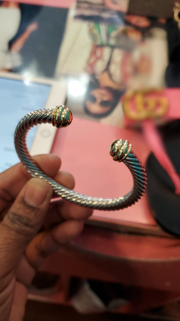 10MM DOME ENDS CABLE BRACELET “SILVER & GOLD”