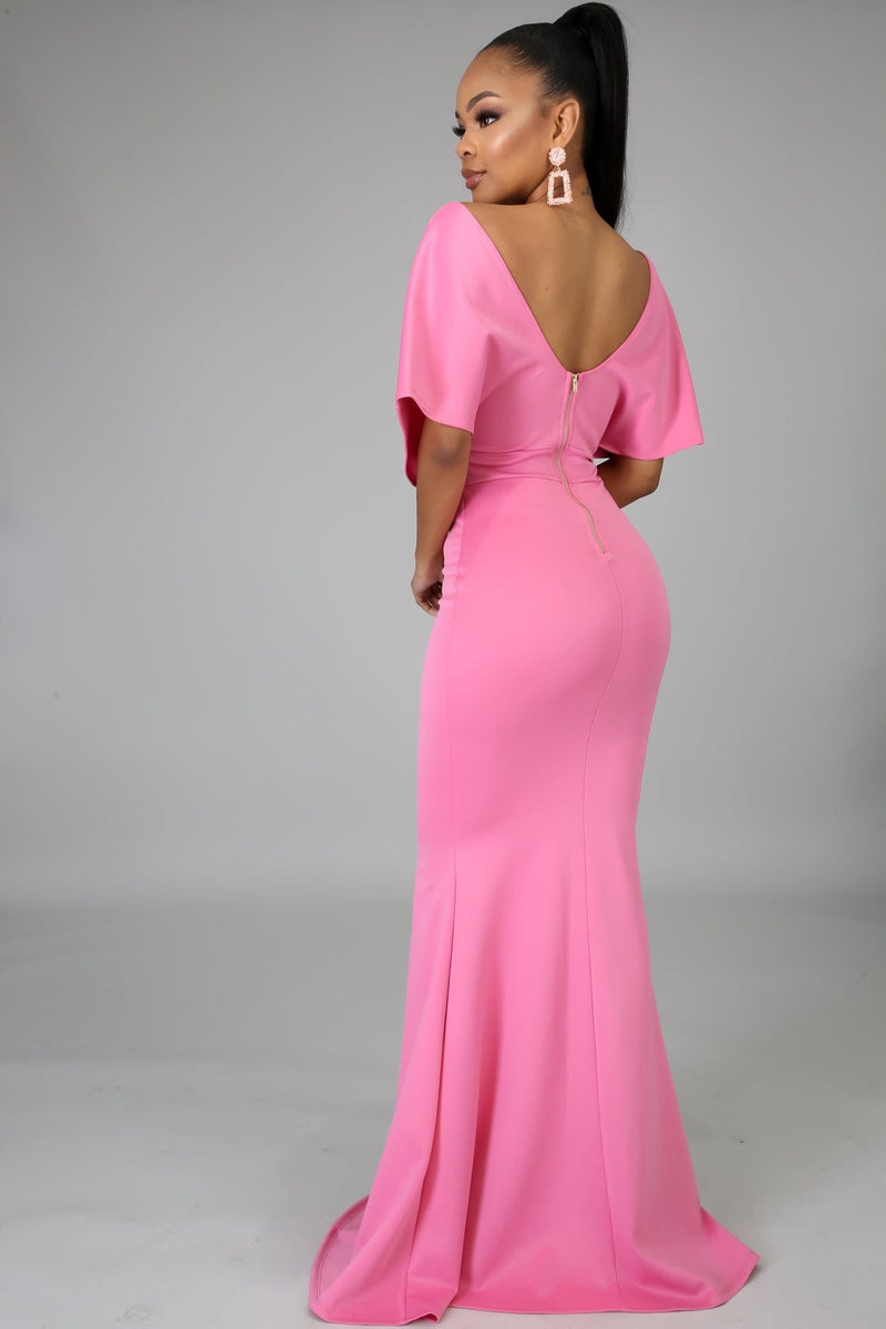 Off The Shoulder Evening Dress “Pink”