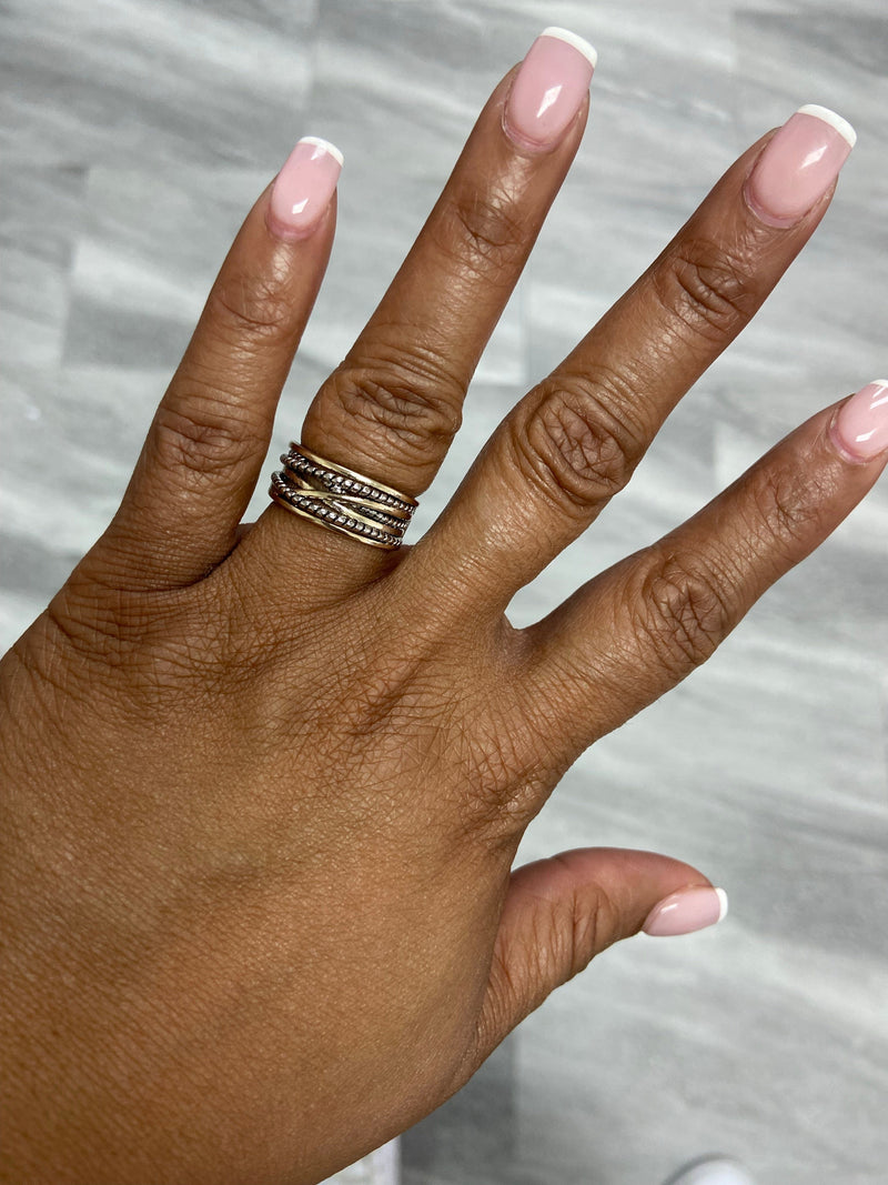 Twist Cable Two Tone Band Ring "Gold & Silver"