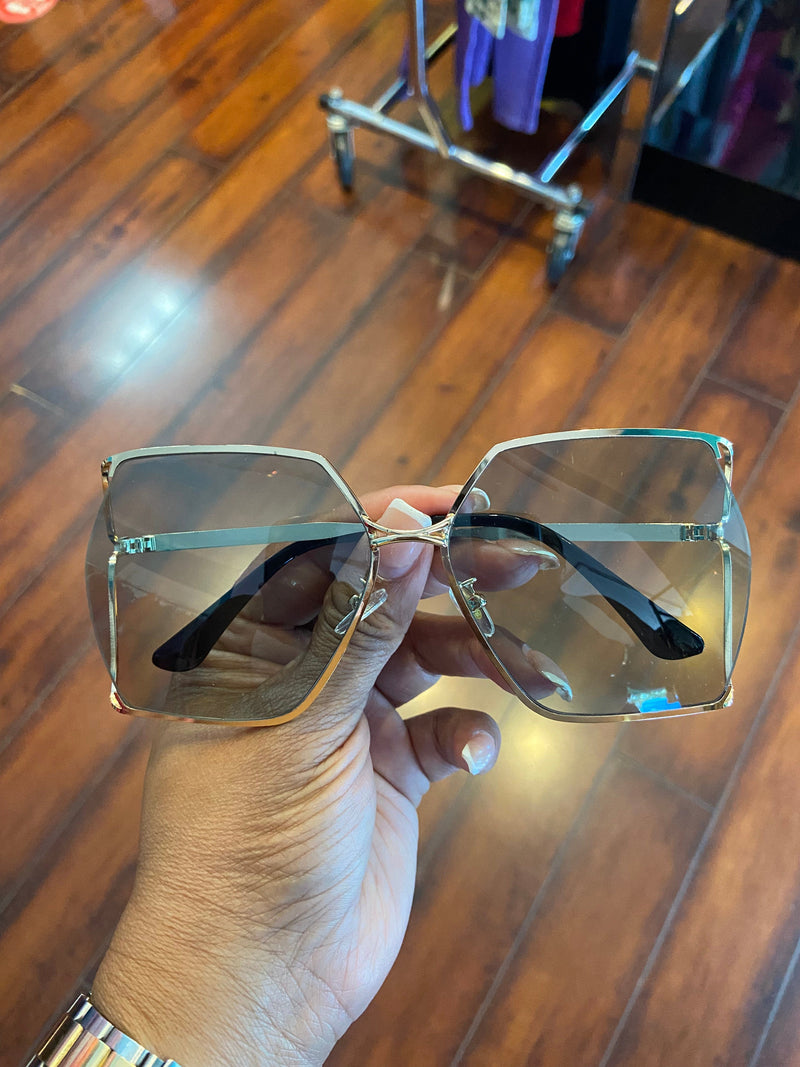Square Blue Clear Lens Sunglasses