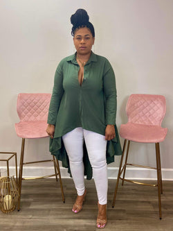 Olive High Low Tunic Shirt