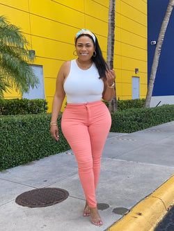 coral skinny jeans - classy but sassy 